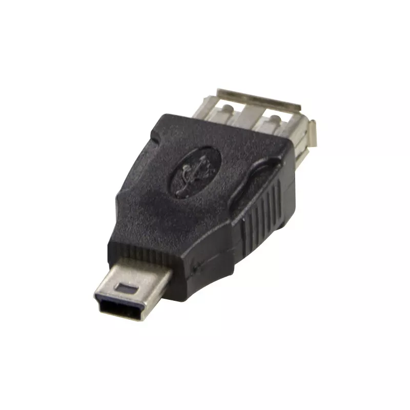 deltaco USB-adapter Typ A fe - Typ Mini-B ma, black