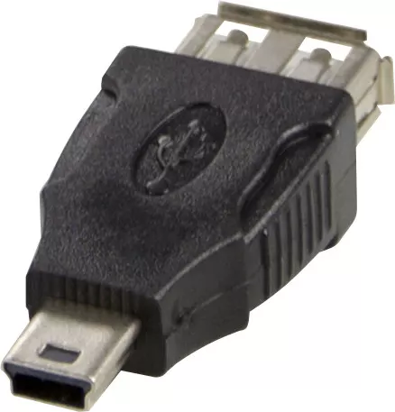 deltaco USB-adapter Typ A fe - Typ Mini-B ma, black