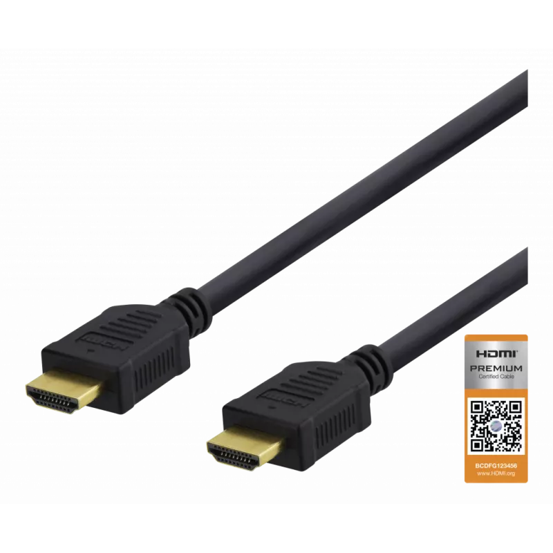 deltaco High-Speed Premium HDMI cable, 0,5m, Ethernet, 4K UHD, black