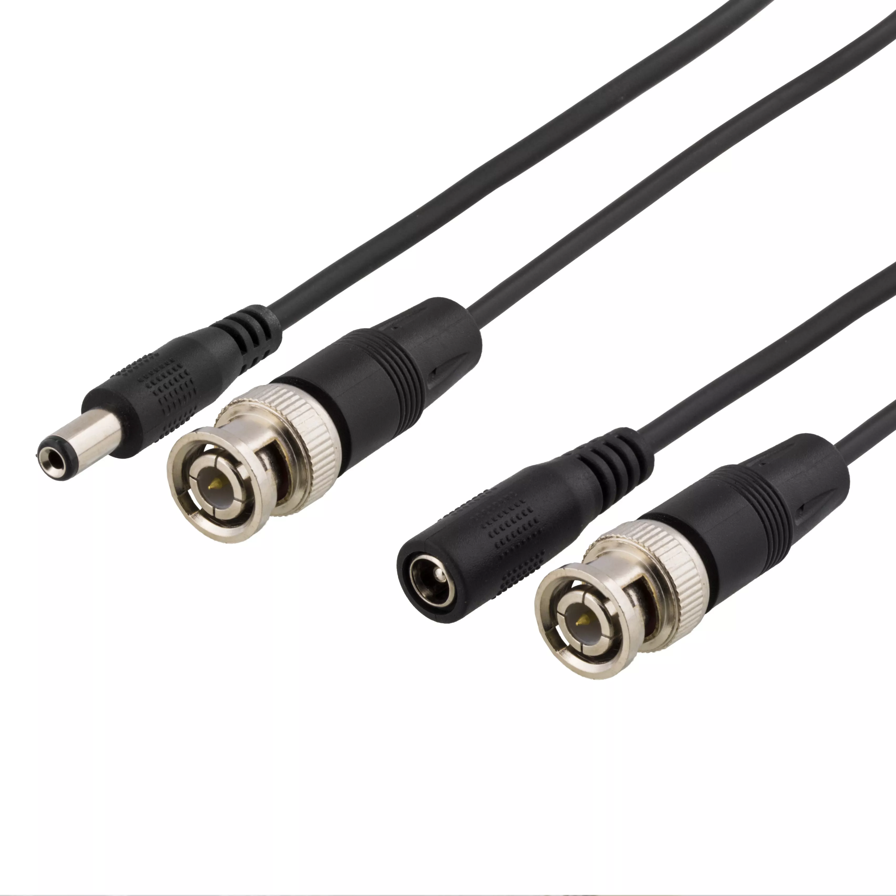 deltaco Coaxial cable w/ BNC and power, BNC m - m, 2.1mm, 5m, black