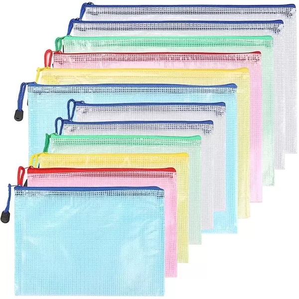 INF Plastfickor med ziplås 6 st A4 och 6 st A5 dokumentpåsar