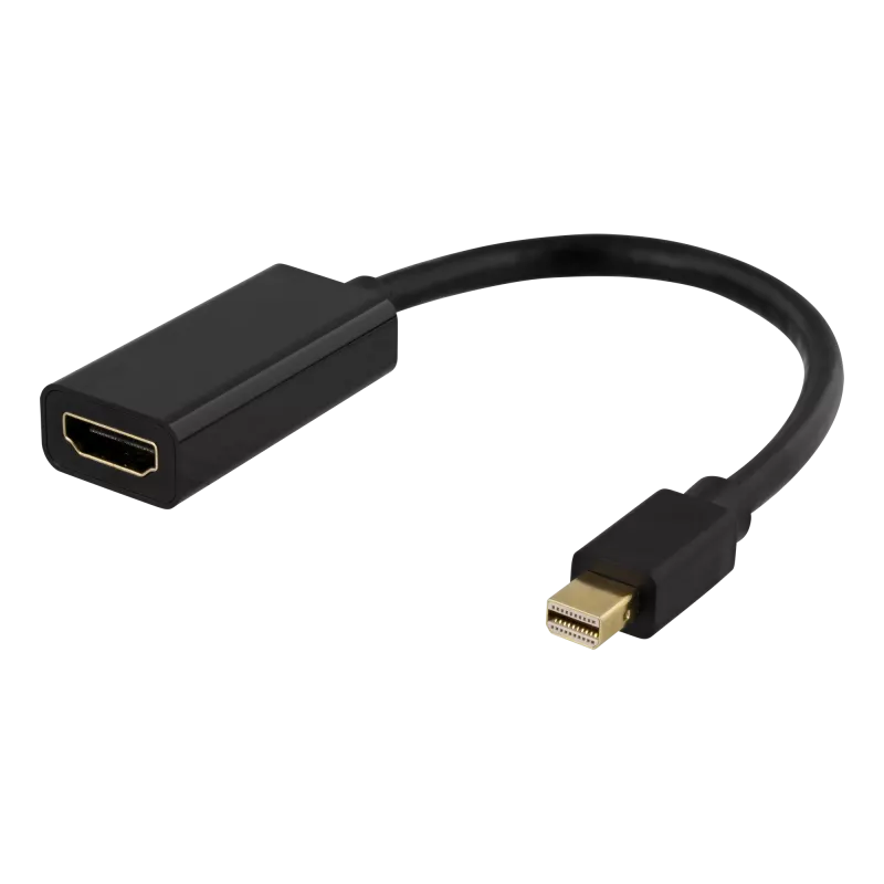 deltaco Mini DisplayPort to HDMI adapter, 4K 60Hz, 0.2m, black