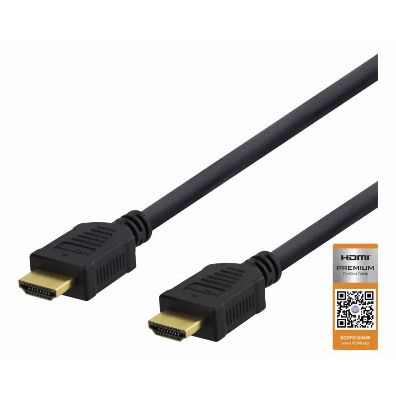 deltaco High-Speed Premium HDMI cable, 2m, Ethernet, 4K UHD, black