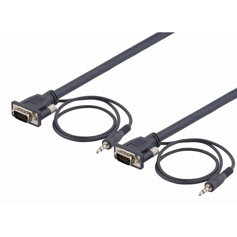 deltaco Monitor cable HD15 ma-ma, 3m, 1920x1200 60Hz, 3.5mm audio