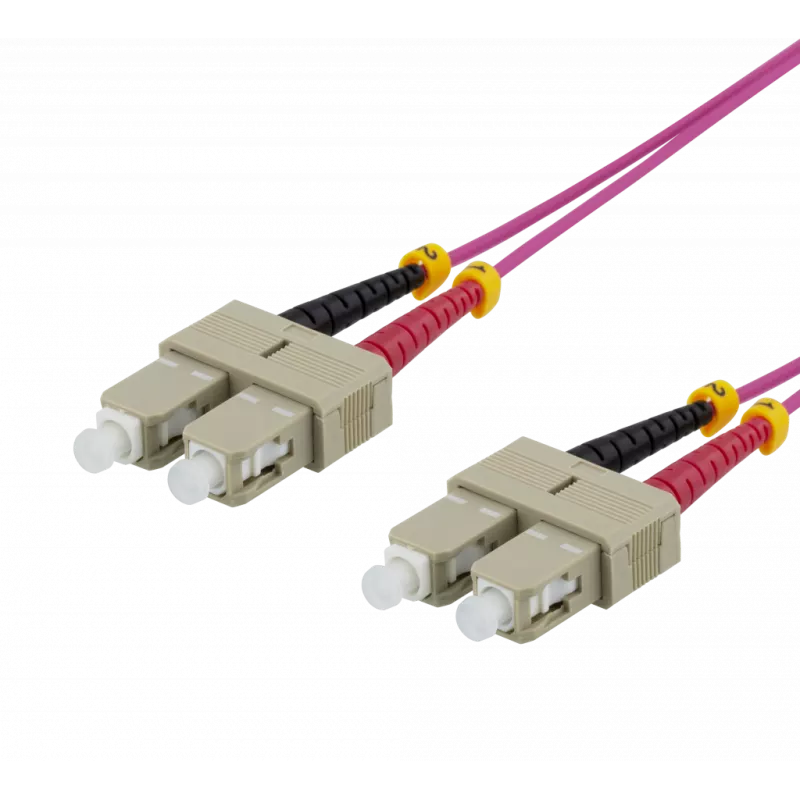 deltaco OM4 Fiber cable, SC-SC Duplex, 50/125, 2m, pink