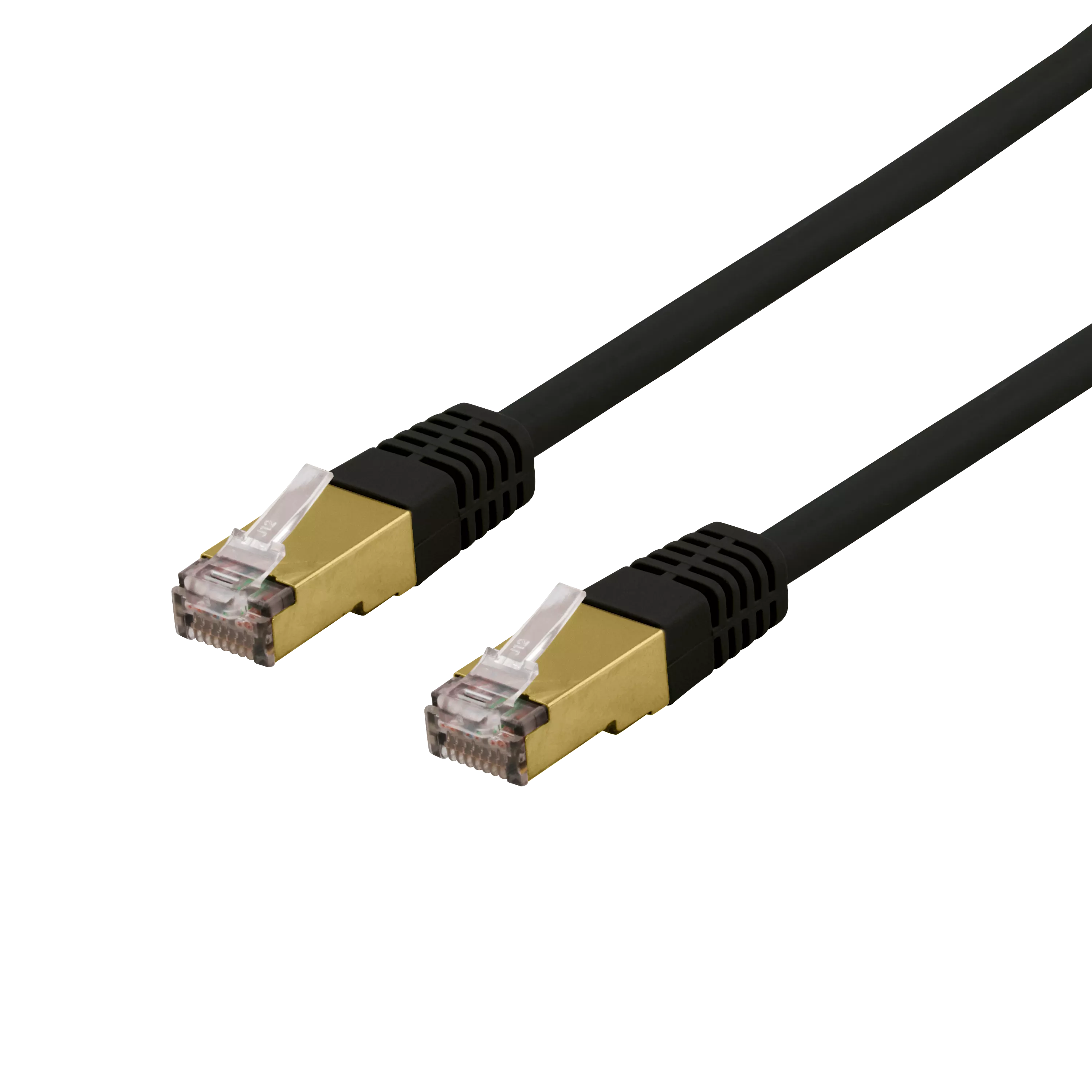 deltaco S/FTP Cat6a patch cable, delta cert, LSZH, 2m, black