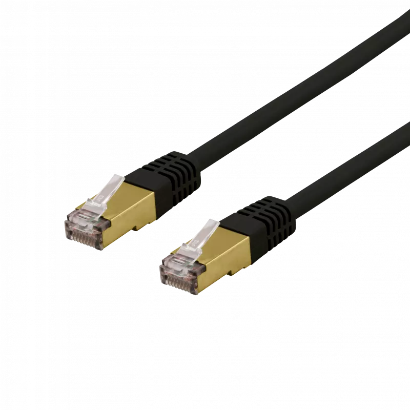 deltaco S/FTP Cat6a patch cable, delta cert, LSZH, 5m, black