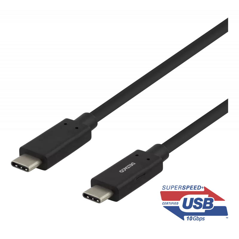 deltaco USB-C cable, 1m, USB 3.2 Gen 2, 10 Gbps, 60W, black