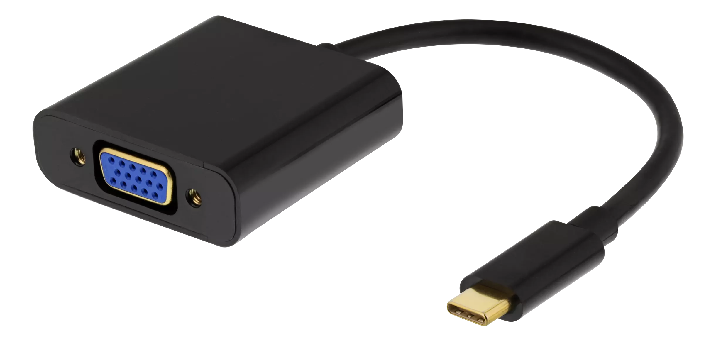 deltaco USB-C to VGA adapter w. audio, 1080p 60Hz, 0.2m, black