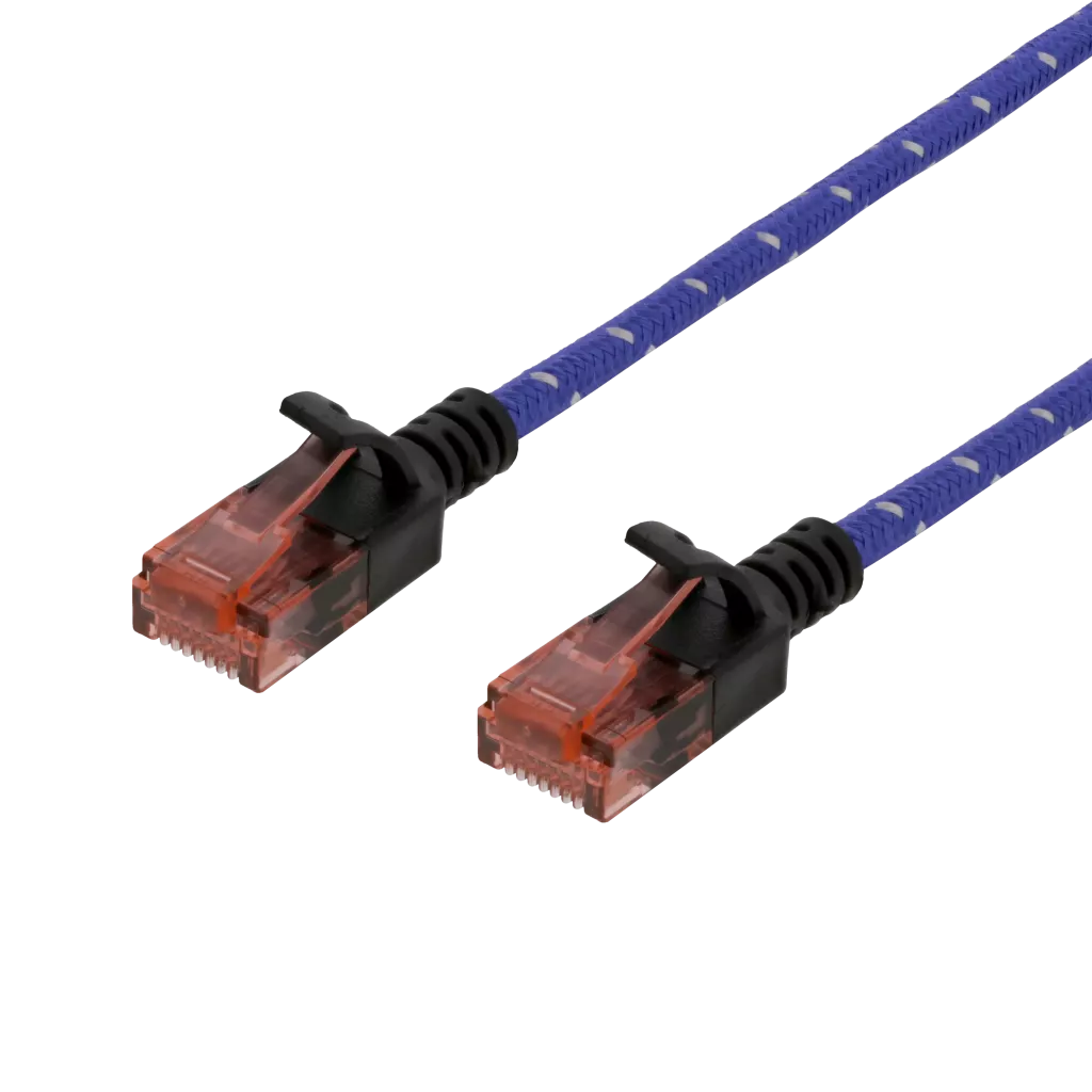 deltaco Tough Slim CAT.6A U/UTP Patch Cable, 28AWG, 3.8mm, 1m, blue