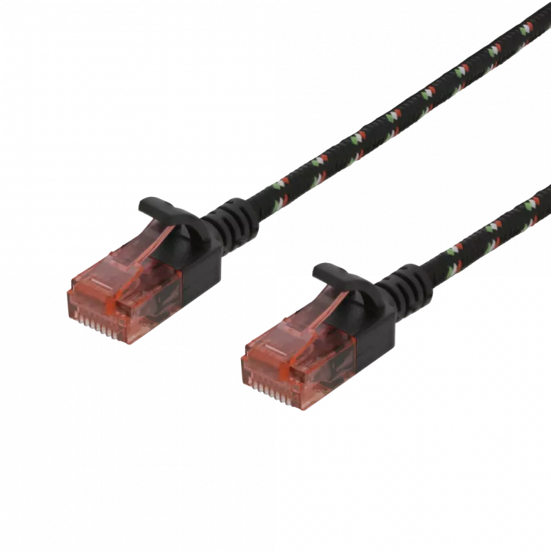 deltaco Tough Slim CAT.6A U/UTP Patch Cable 28AWG 3.8mm 0.5m black