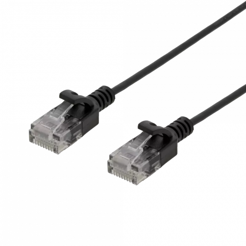 deltaco U/UTP Cat6 patch cable slim, 2.6 mm , 1.5m, 500MHz, black