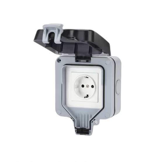 INF Utomhus vägguttag med lock IP66 Eluttag 16A 250V