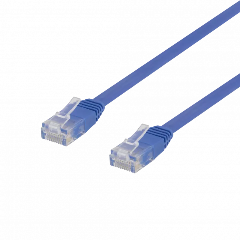 deltaco U/UTP Cat6 patch cable, flat, 0.3m, 250MHz, blue