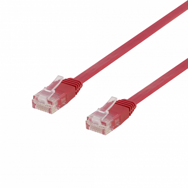 deltaco U/UTP Cat6 patch cable, flat, 0.5m, 250MHz, red