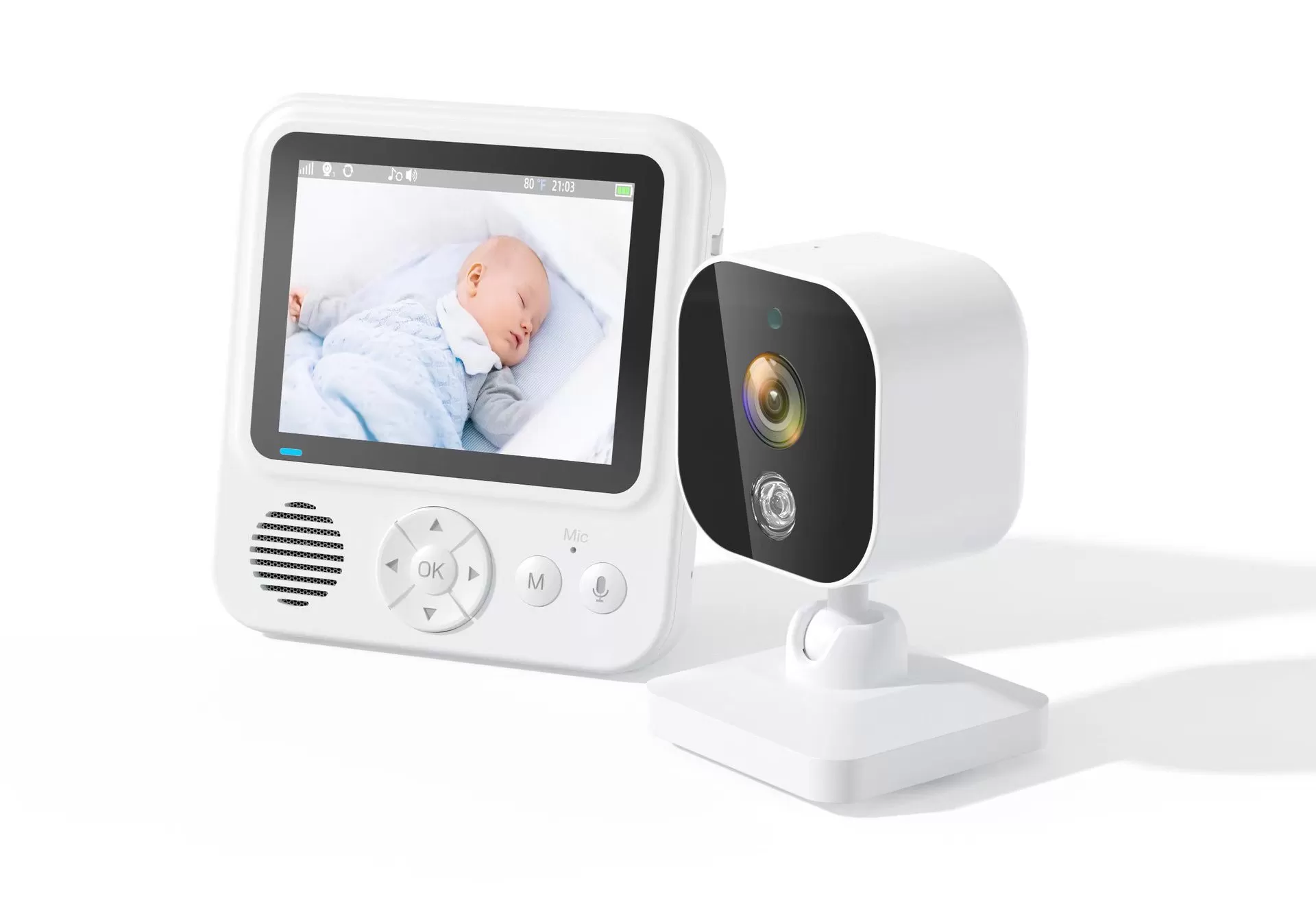 INF Videomonitor med kamera 2.4G-överföring, babyvakt med 2-vägsljud, infrarött mörkerseende