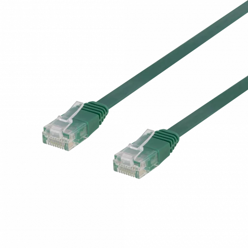 deltaco U/UTP Cat6 patch cable, flat, 1.5m, 250MHz, green