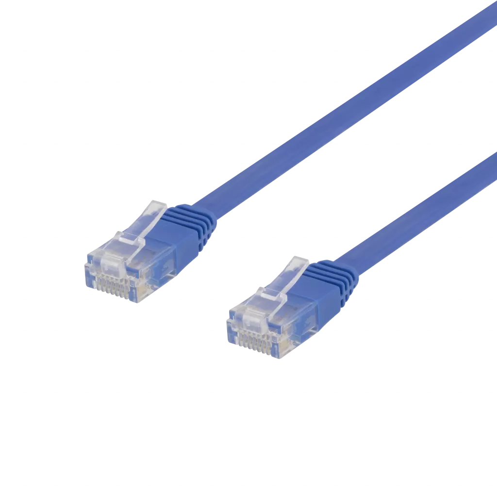 deltaco U/UTP Cat6 patch cable, flat, 1m, 250MHz, blue