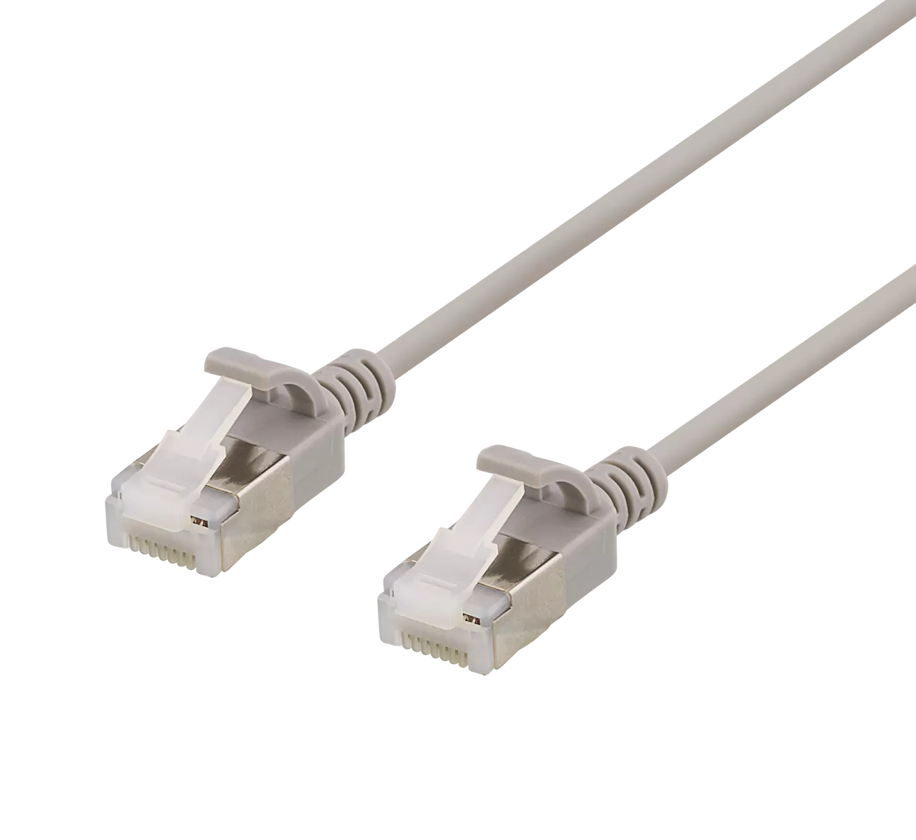 deltaco U/FTP Cat6a patch cable, slim, 3.8mm in diameter, 1m, grey