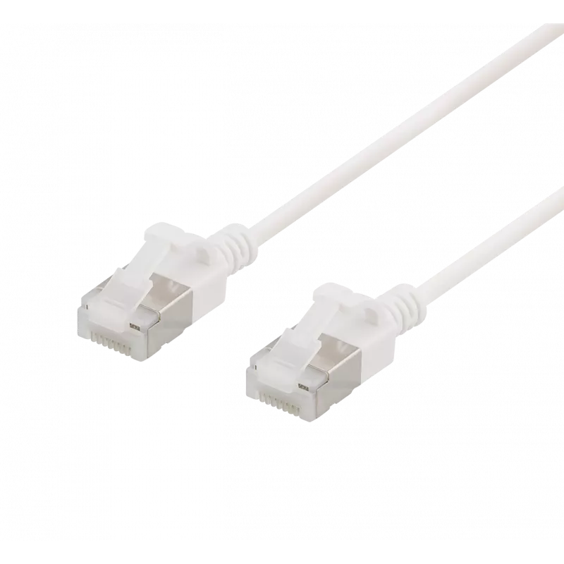 deltaco U/FTP Cat6a patch cable, slim, 3,8mm in diameter, 1m, white