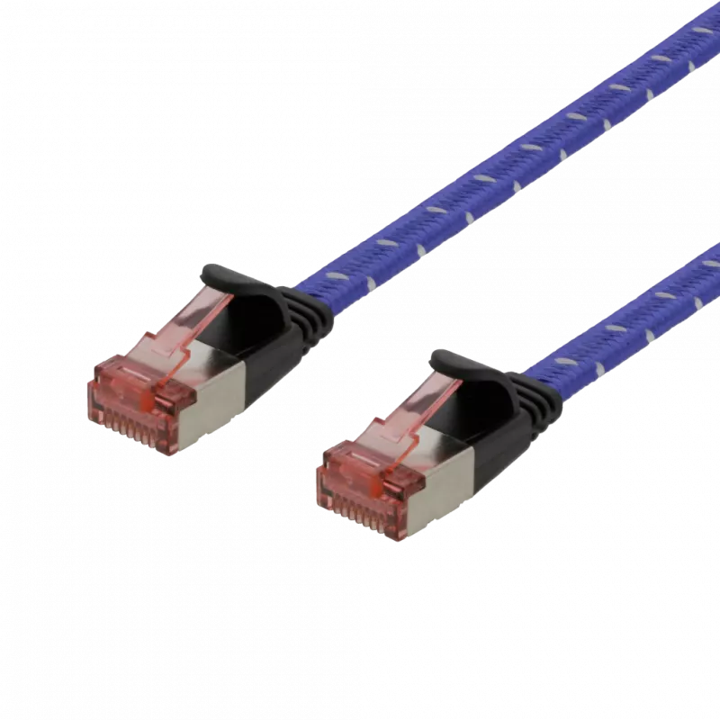 deltaco Tough Flat CAT.6A U/FTP Patch Cable, 28AWG, 1.5m, blue