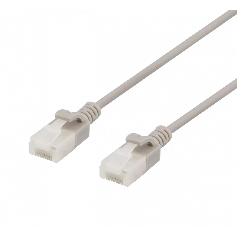 deltaco U/UTP Cat6a patch cable, slim, 3,5mm diameter, 0,5m, grey