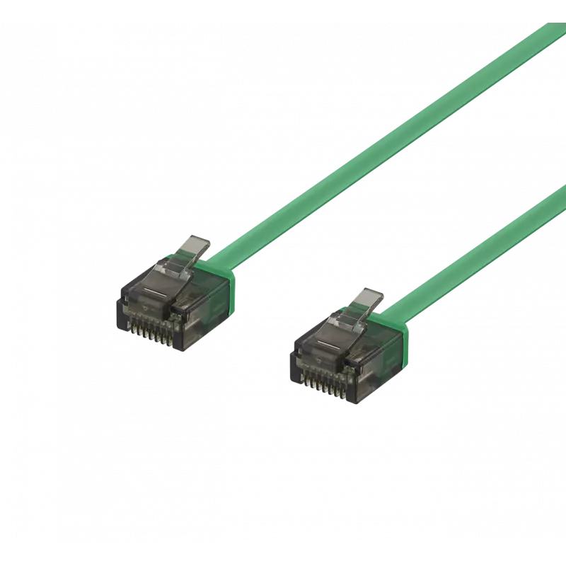 deltaco U/UTP Cat6a patch cable, flat, 1m, 1mm thick, green