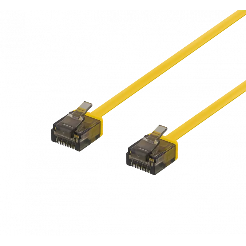 deltaco U/UTP Cat6a patch cable, flat, 1m, 1mm thick, yellow