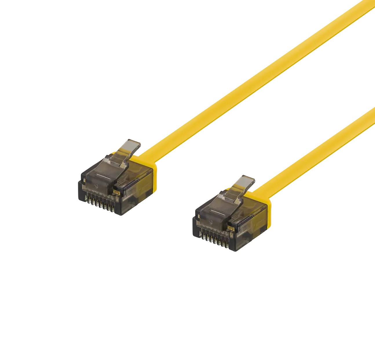 deltaco U/UTP Cat6a patch cable, flat, 1m, 1mm thick, yellow