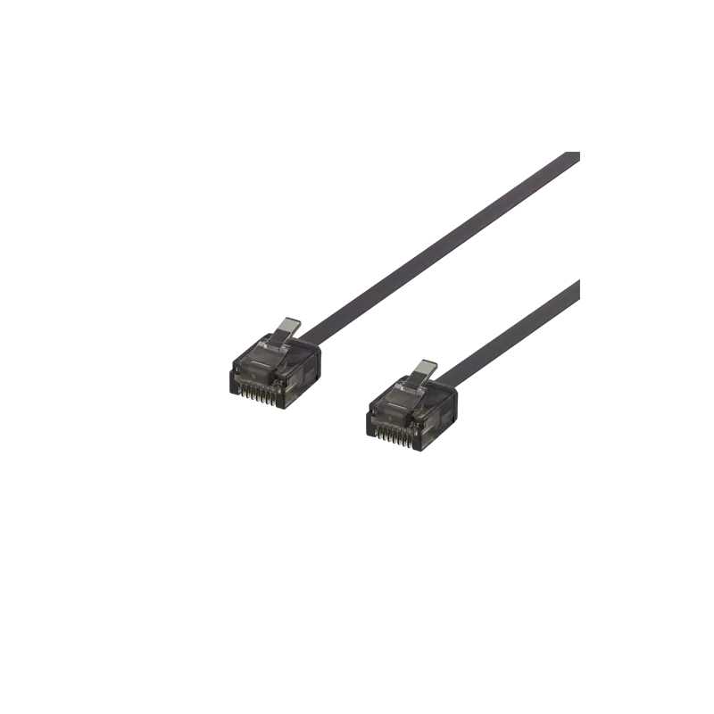 deltaco U/UTP Cat6a patch cable, flat, 0.15m, 1mm thick, black