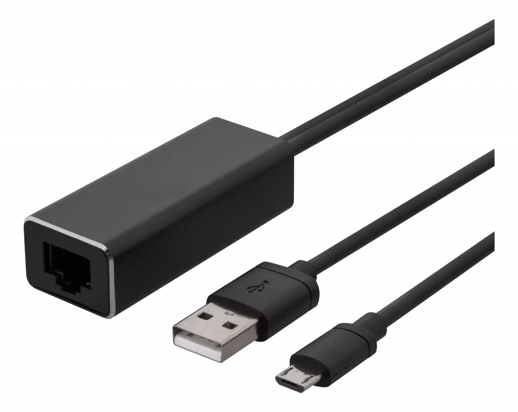 deltaco Ethernet adapter casting device 1m 100 Mbps USB-A+USB MicroB