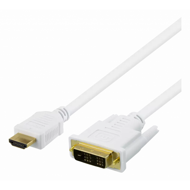 deltaco HDMI to DVI cable, 2m, Full HD, white