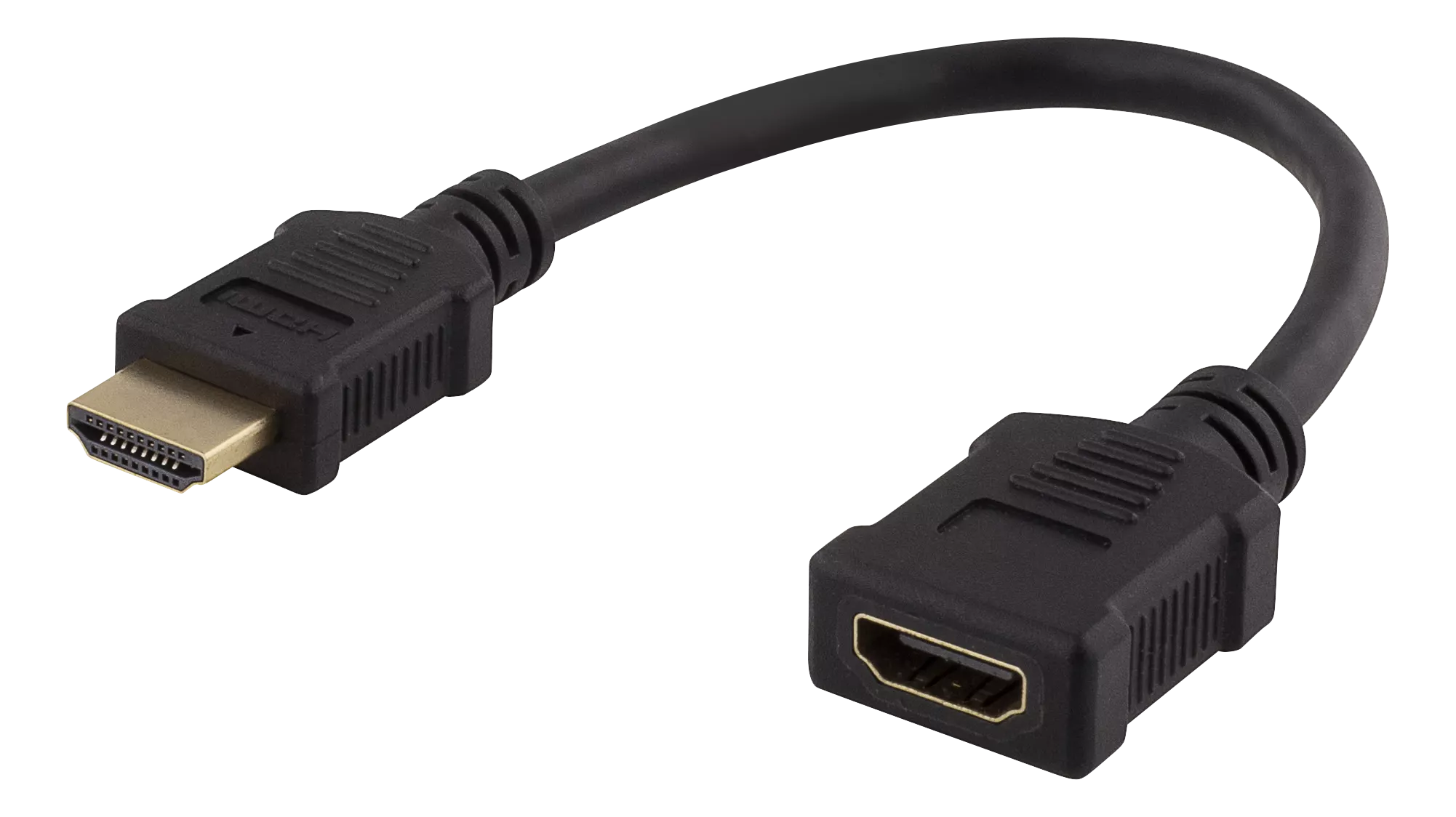 deltaco Flexible HDMI adapter, 0.2m, HDMI M/F, UHD, black