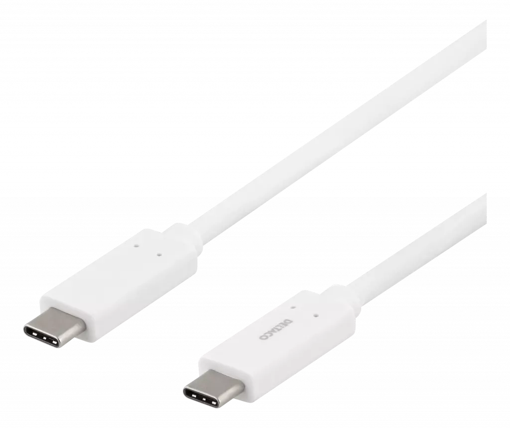 deltaco USB-C to USB-C cable, 1m, USB 3.2 Gen 1, E-Marker, white
