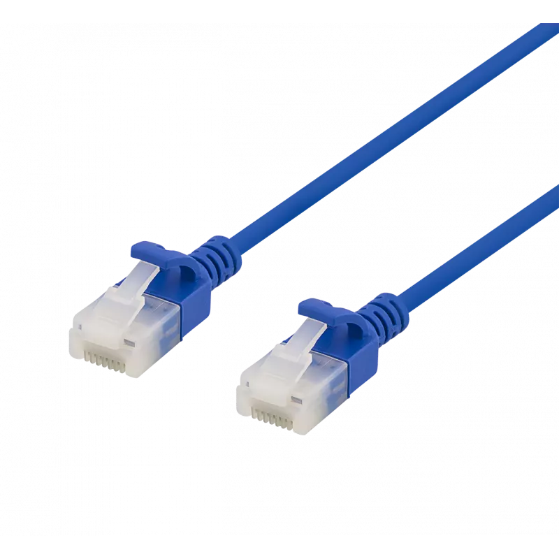 deltaco U/UTP Cat6a patch cable, slim, 3.5mm diameter, 1m, blue