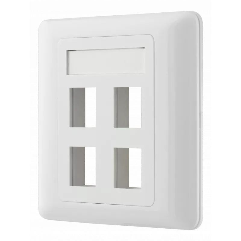 deltaco Flush mount for Keystone, 4 ports, white