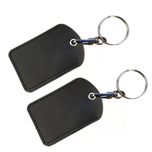 INF Läder Access Card Tag, Nyckelring Svart
