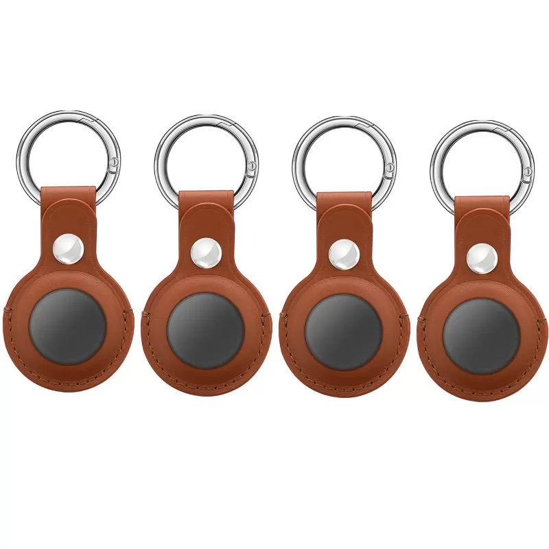 INF AirTag fodral med nyckelring PU-läder 4-pack Brun