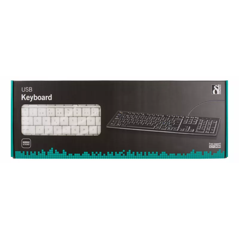 Keyboard, 105 keys, Nordic layout, USB, white, 13 media keys