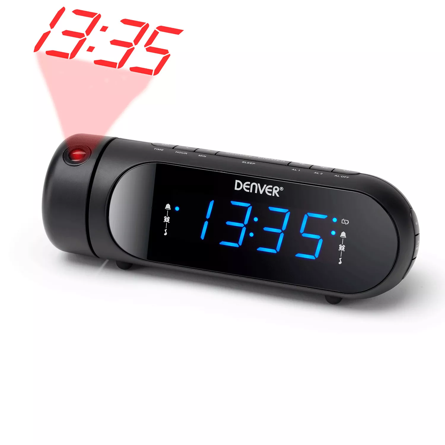 Denver Klockradio med projektion Dubbla alarm Svart
