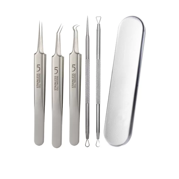 INF Akneborttagningsset i Rostfritt Stål - 5 delar