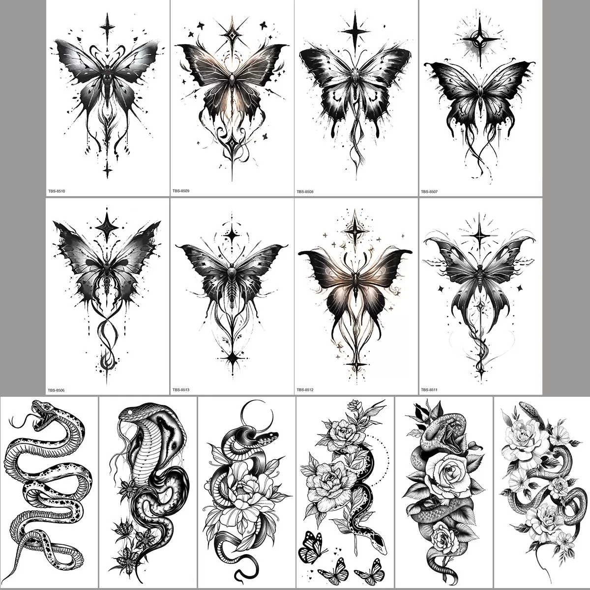 INF Temporära Vattentäta Tatueringar, 14-pack Orm