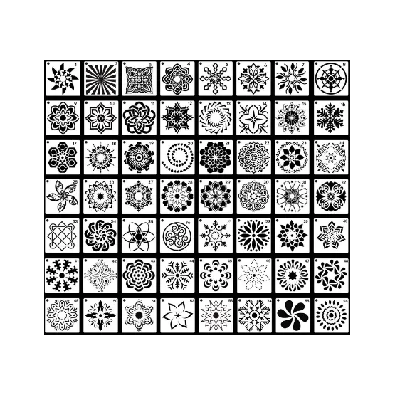 INF Mandala Stencil Återanvändbara Mandala målningsmallar 56-pack