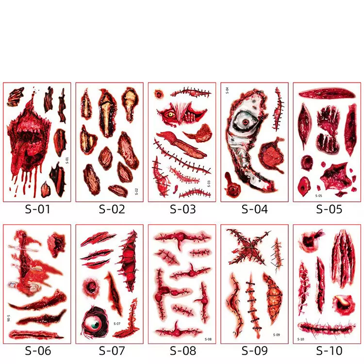 INF Temporära tatueringar för Halloween 10 ark