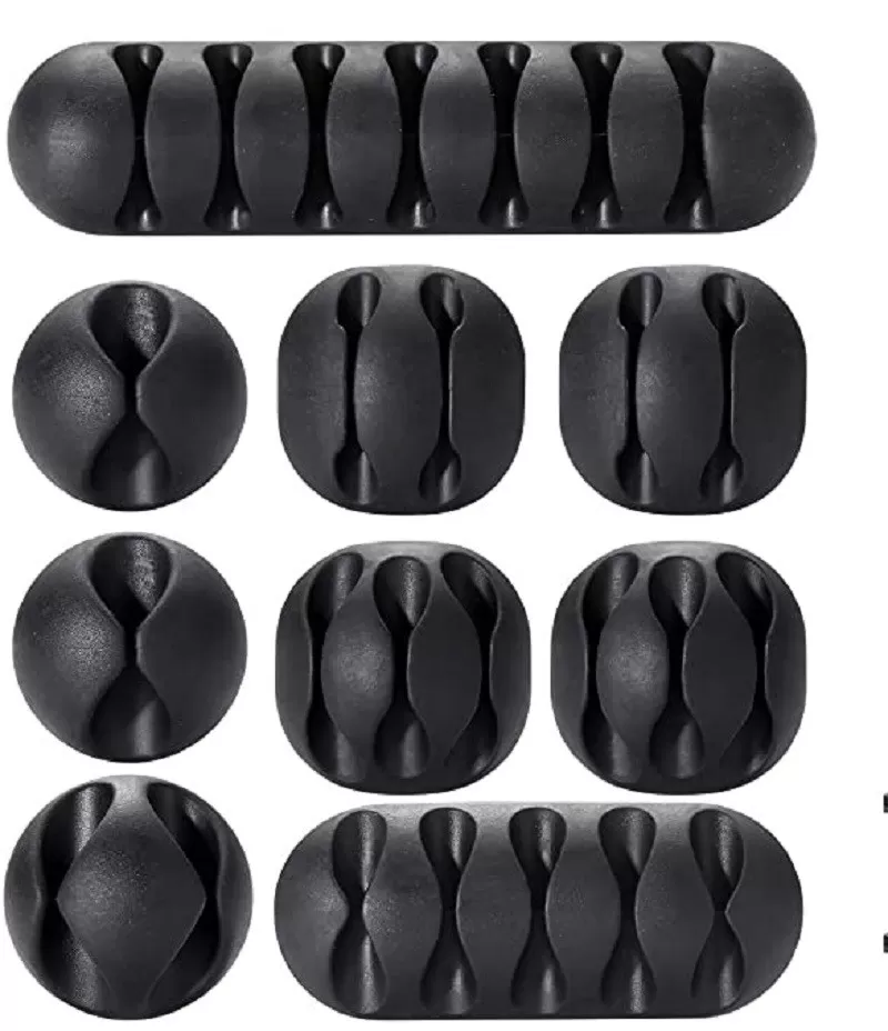 INF 9-delad Desktop Cable Organizer Wire Organizer Sladdhållare Kabelklämmor