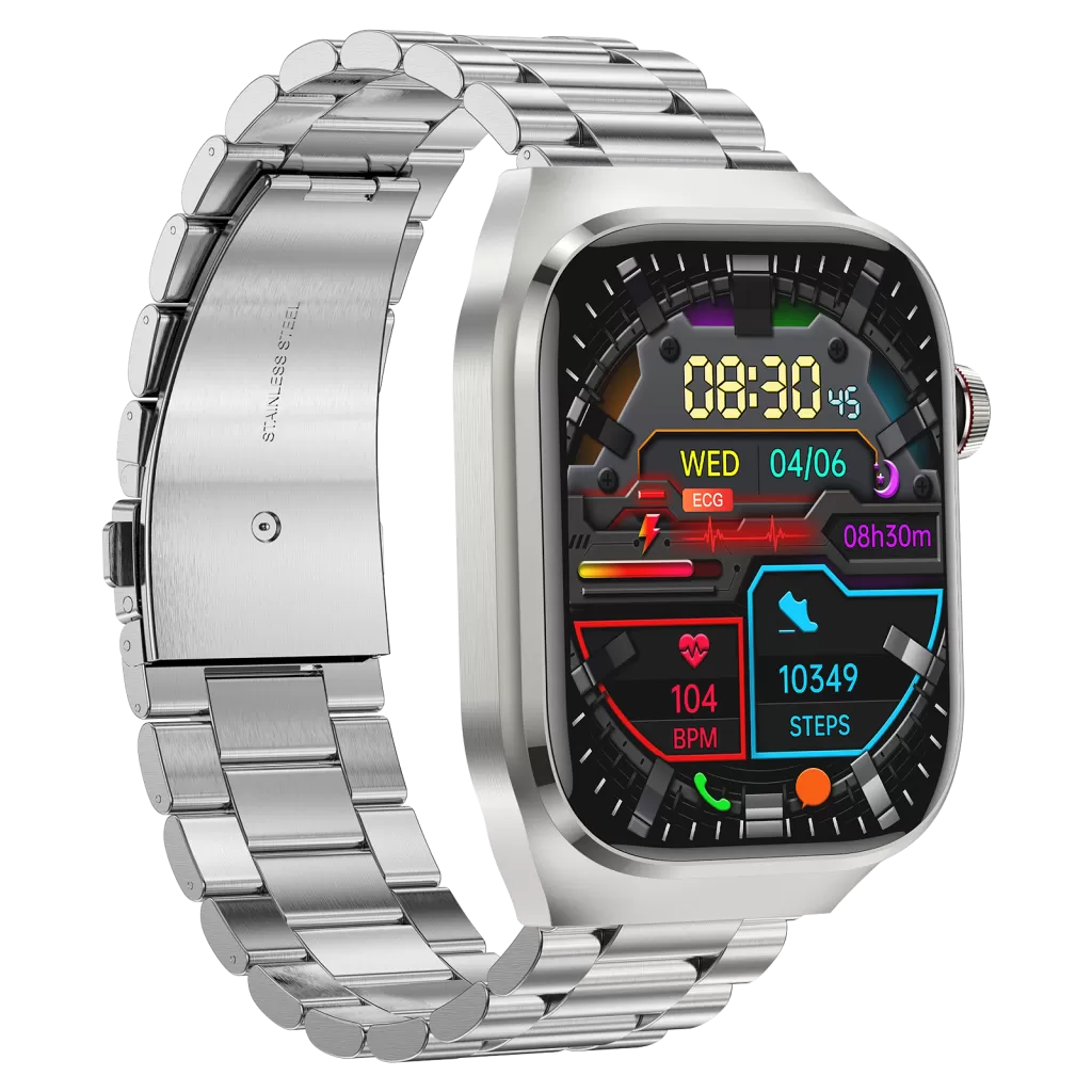 INF Smartklocka med metallarmband EKG, puls, blodtryck, sömn, stegräknare