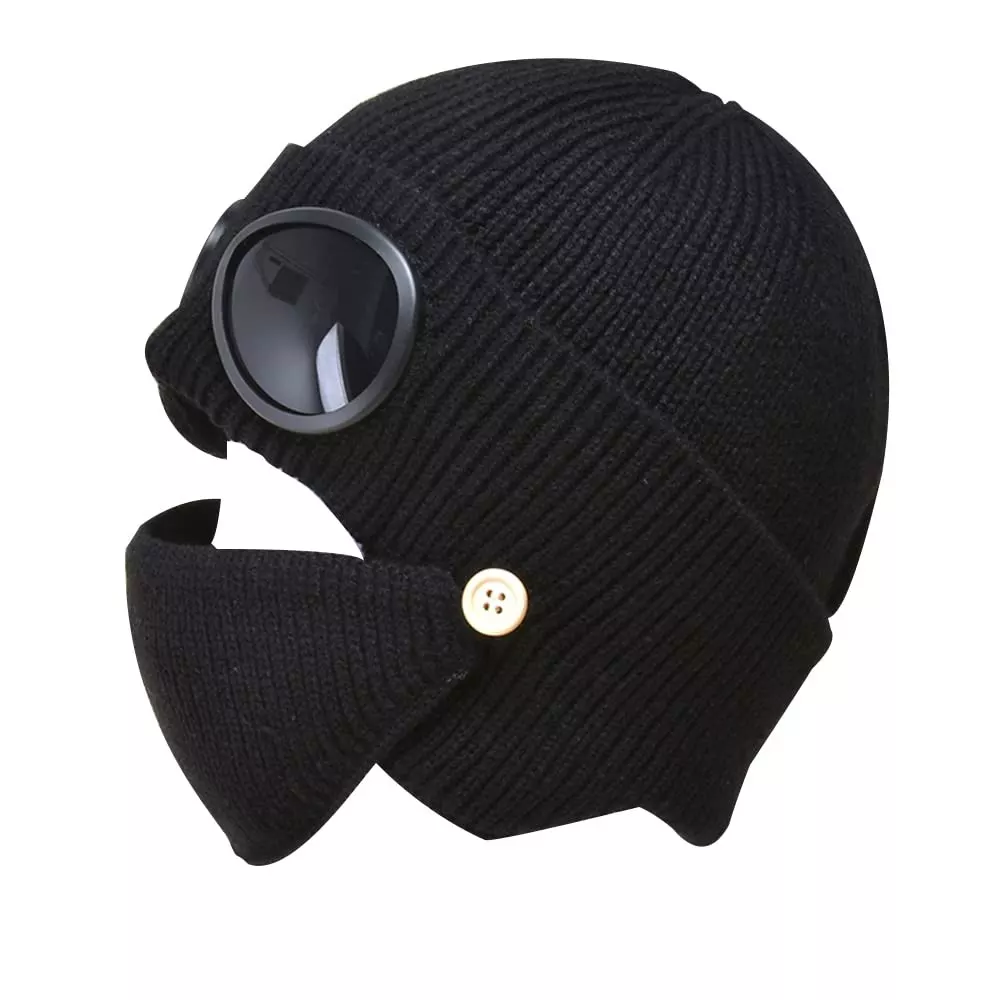 INF Stickad Mössa med Glasögon och Mask