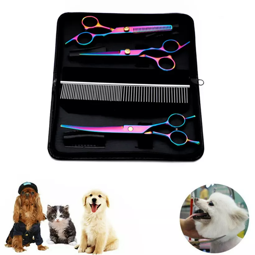 INF Hundsaxar / Set med trimsax, effileringssax, böjd sax, kam