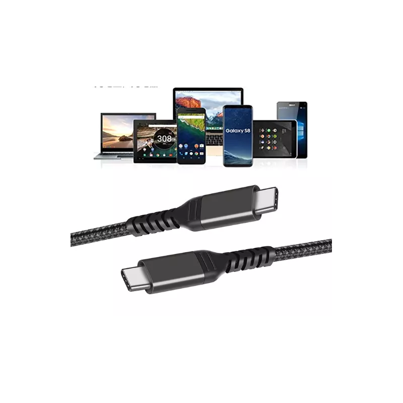 Cavo USB-C A USB-C INF 2 Metri, Ricarica Rapida 100W (5A/20V) E Trasferimento Dati 480Mbps, Trecciato In Nylon