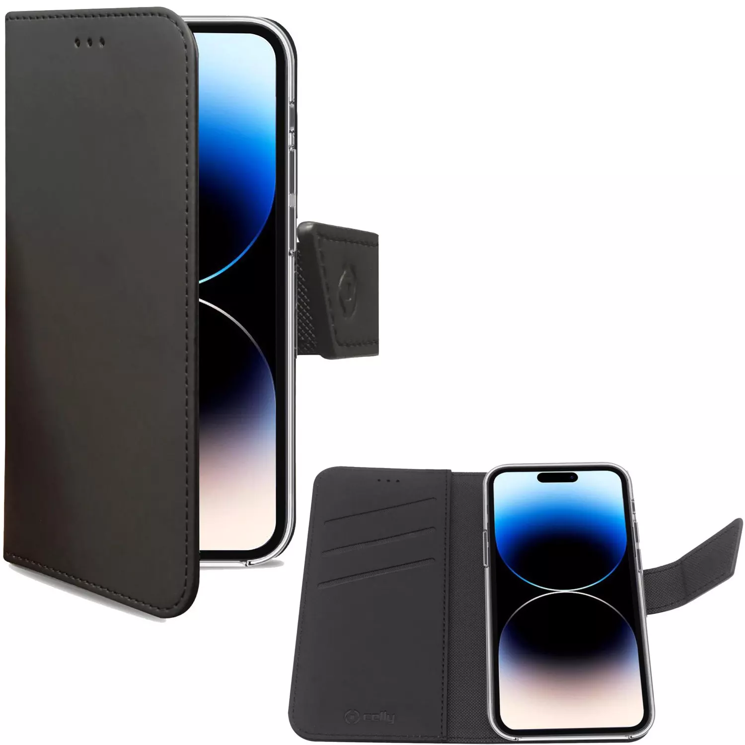 Celly Wallet Case iPhone 14 Pro Svart